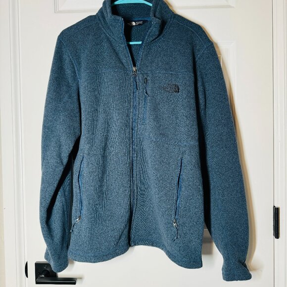 The North Face Full Zip Fleece Sweater Jacket Size M blue heathered‎ - Picture 2 of 8